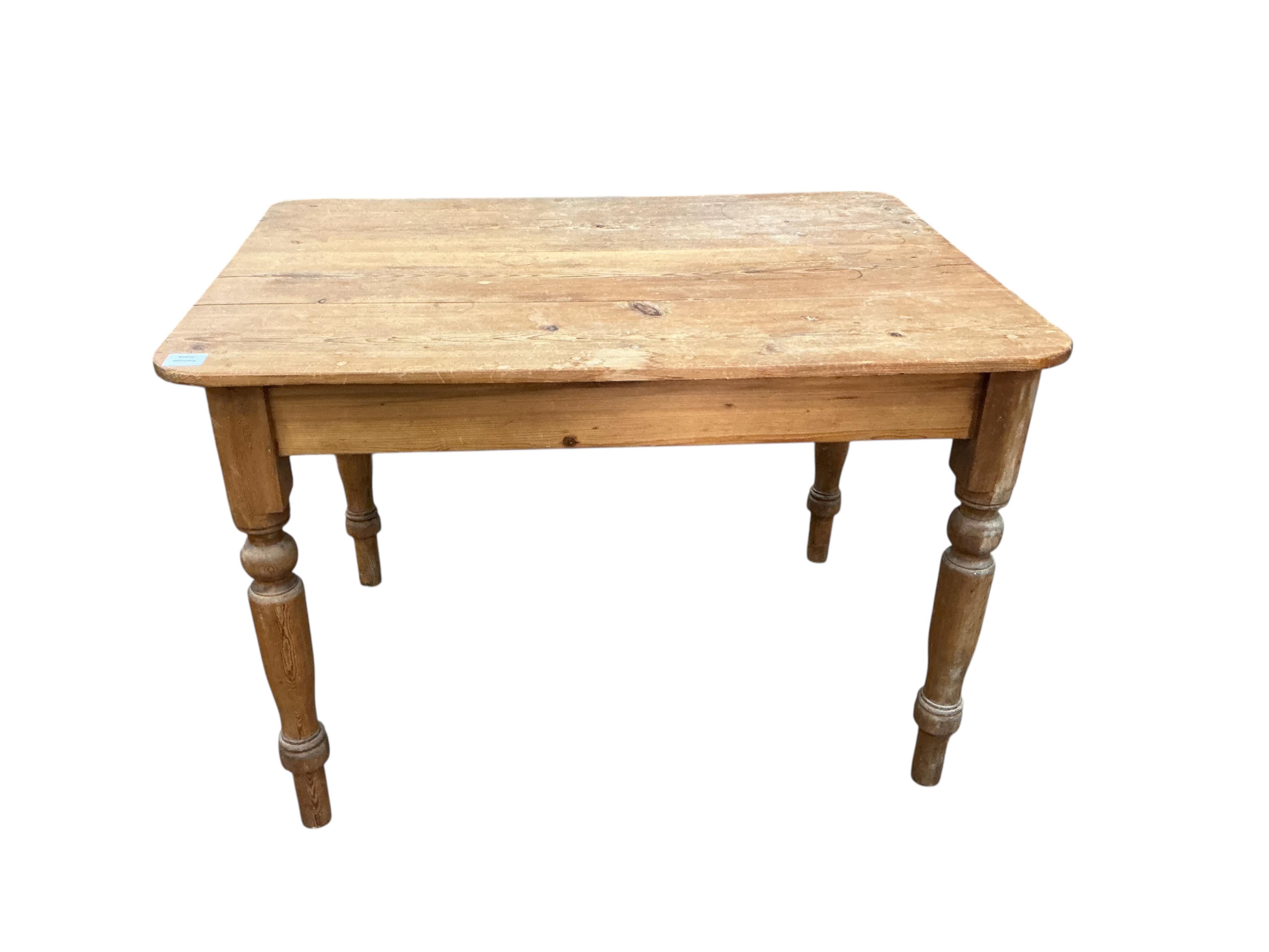 A Victorian rectangular pine kitchen table, width 105cm, depth 76cm, height 73cm